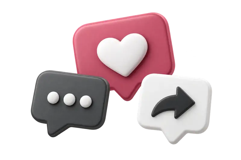 Like, comment, and share icons