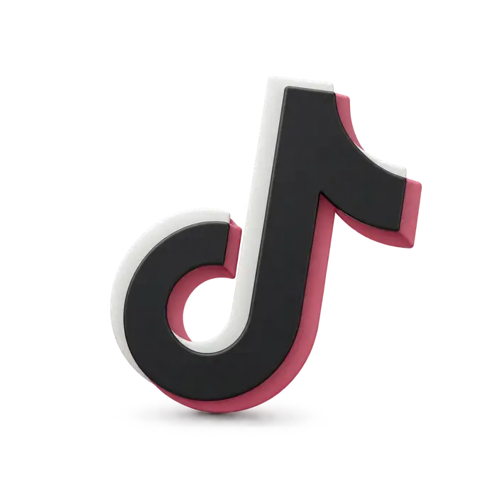 Charcoal TikTok symbol with a muted rose edge
